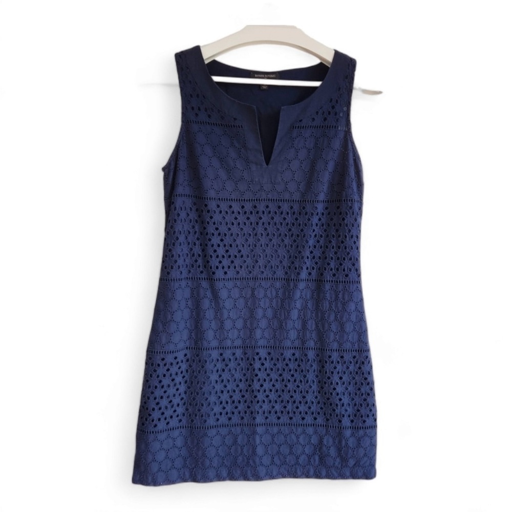 Banana Republic Eyelet navy blue mini dress Size 8